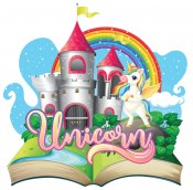 book-unicorn-castle-wall-sticker-girl